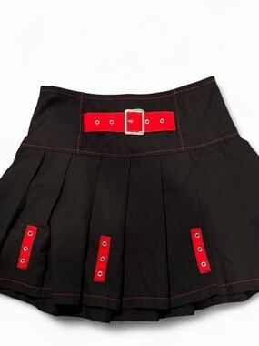 Black and Red Royal Bones Tripp NYC Mini Pleated Skirt